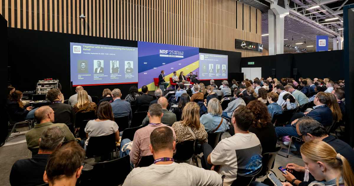 Attendees watching a conference session at NRF 2026: Retail’s Big Show Europe